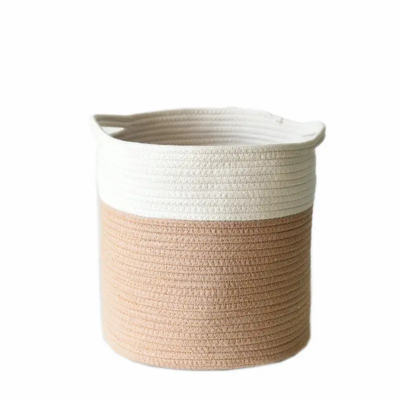 folk style container box bin home nordic cotton rope material storage basket toys for desktop