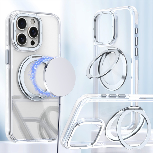 Clear with 360 Rotation Kickstand Magnetic Phone Case for IPhone17 Pro Max Cover for iphone 17 air Pro Max