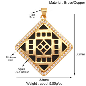 Diy joyería cobre chapado en oro circón accesorios hermoso multi-estilo geométrico redondo prismático flor Color Shell colgante - Product Image 6