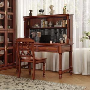 American Style Solid Wood Desk With Bookshelf Storage Home <b>Office</b> <b>Computer</b> Desk For Bedroom Student Writing - Product Image 2