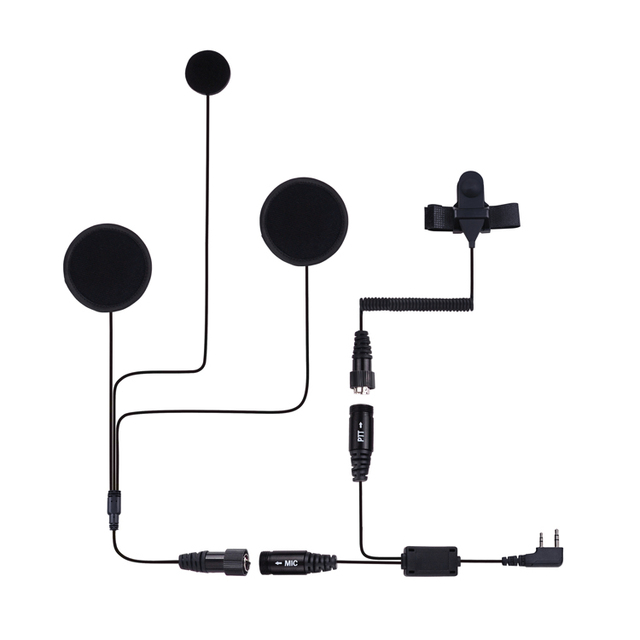 2 Pin Full Face Motorcycle Intercom for Helmet Two Way Radio Connector Waterproof PTT Microphone No Noise Cancellation for Group