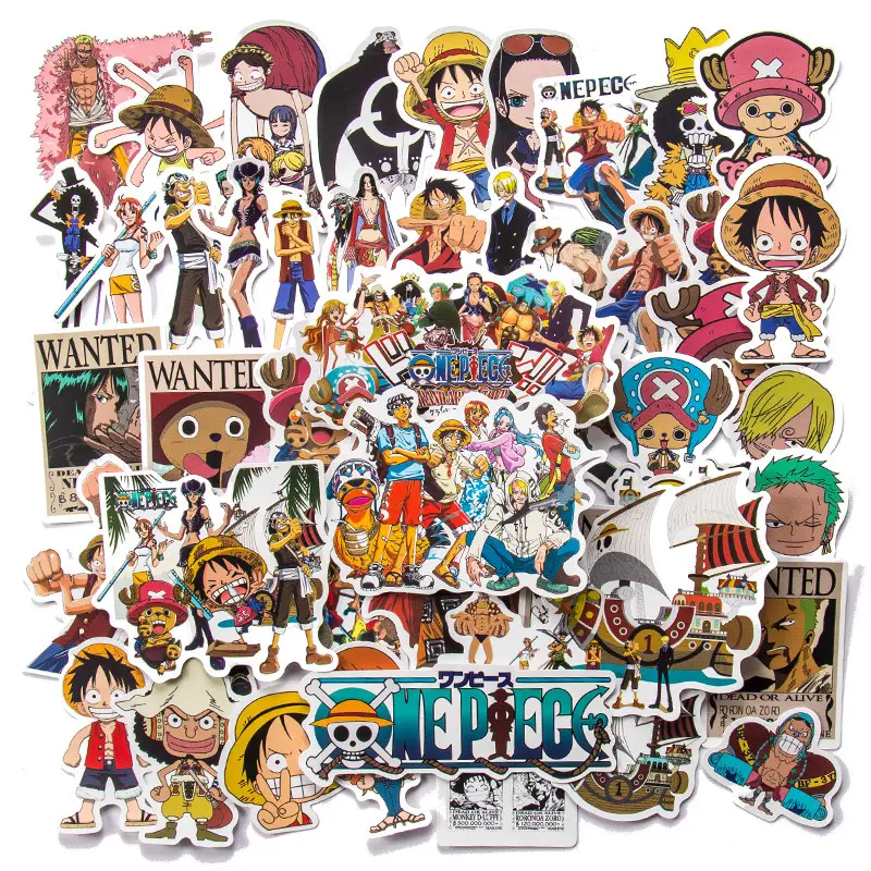 Folha PET anime Poster 50pcs luffy etiqueta do carro dos desenhos animados impressão adesivo luffy Decalque Adesivo Para Janela Do Carro Laptop