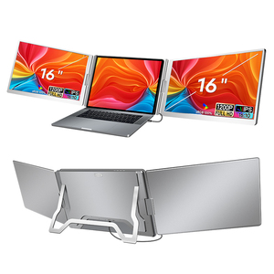 Monitor Triple para Portátil S900 de 16 Pulgadas, Venta Directa de Fábrica, Panel IPS con Alimentación y Video USB C para Uso en Oficina - Product Image 1