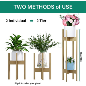 Pack of 2 Stackable & Adjustable <b>Plant</b> <b>Stands</b> 2 Tier Indoor <b>Plant</b> <b>Stand</b> Tall 30'' - Product Image 2