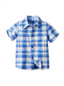 <span class=keywords><strong>Chemise</strong></span> à manches courtes pour garçon, tendance, imprimé à <span class=keywords><strong>carreaux</strong></span>, nouvelle collection, haut polyvalent - Product Image 3