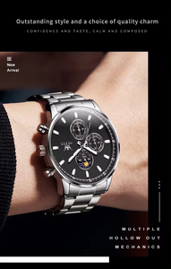 Reloj de pulsera personalizado Relojes 2902 Hombres Original Chino Cuarzo OLVES Diseño azul dorado Reloj cronógrafo - Product Image 6