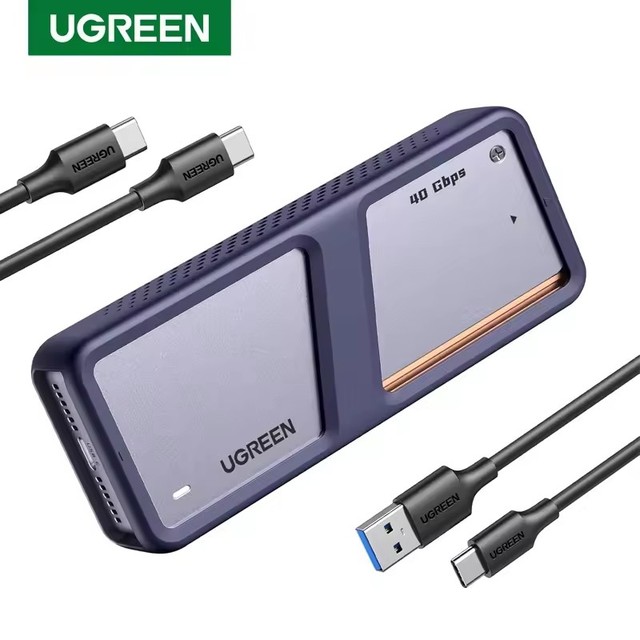 UGREEN CM642 40Gbps M.2 NVMe Enclosure with Cooling Fan Anti-Drop SSD Enclosure for MacBook M.2 Enclosure Support M/B+M Key