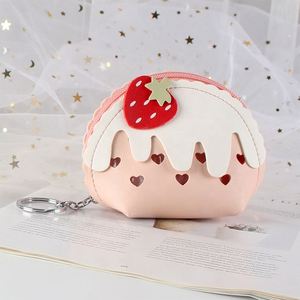 Porte-clés Porte-monnaie Mini Crème Glacée Personnalisé en Cuir PU, Motif Fraise, avec Logo Personnalisable - Product Image 3