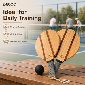 Ensemble de 2 raquettes de pickleball en bois avec logo personnalisé, poignée antidérapante, sangle de poignet, pour débutants, vente en gros OEM - Product Image 4