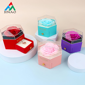 Hexagonal Faceted Acrylic Drawstring Closure Romantic Drawer Flower <strong>Box</strong> Everlasting <strong>Roses</strong> <strong>Jewelry</strong>/Necklace/Ring <strong>Box</strong> Valentine's - Product Image 1