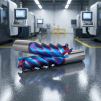 Fraise à queue en carbure Naco à revêtement bleu HRC65, 4 cannelures, support ODM/OEM personnalisé, pour usinage de métaux sur routeur CNC