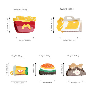 DOWELL, pinzas para el pelo con temática de comida divertida personalizada, hamburguesa, perro caliente, cola, patatas fritas, accesorios para el cabello de plástico de acetato para mujer - Product Image 2