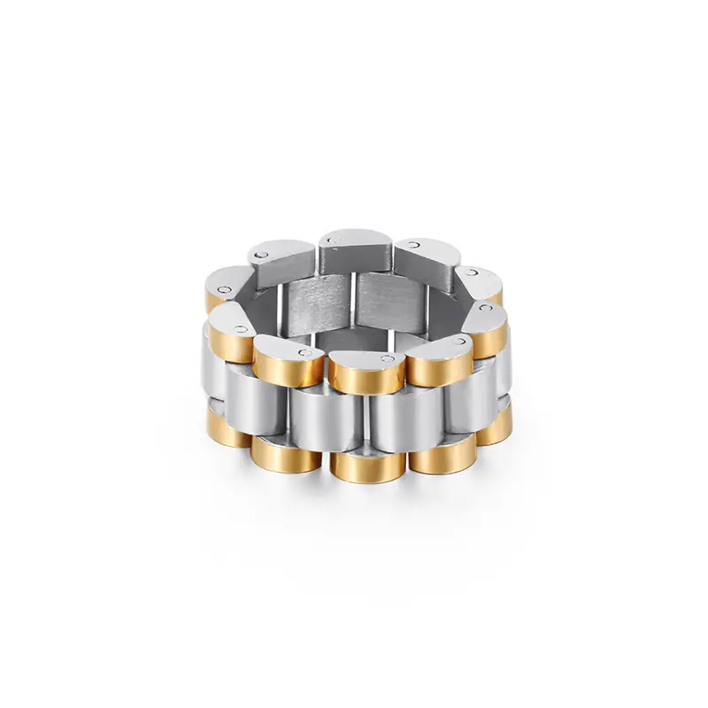 Nieuwe Titanium Staal 8Mm 10Mm Horloge Ketting Link Ringen Voor Mannen Vrouwen Unisex Goud Blauw Zwart Heren Ring Sieraden Geschenk Groothandel
