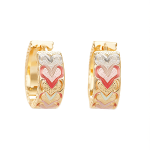 E4497 Gold Plated <b>Hoop</b> <b>Earrings</b> Multicolor Heart Design Women's <b>Fashion</b> Jewelry Alloy Bezel Setting - Product Image 1
