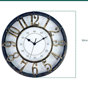 Horloge murale rétro en quartz, cadran squelette, horloge murale ronde décorative pour la maison, vente en gros - Product Image 1