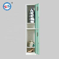 Casiers à 2 portes en métal en acier Porte simple Armoire à vêtements à 2 niveaux en acier avec tige de suspension
