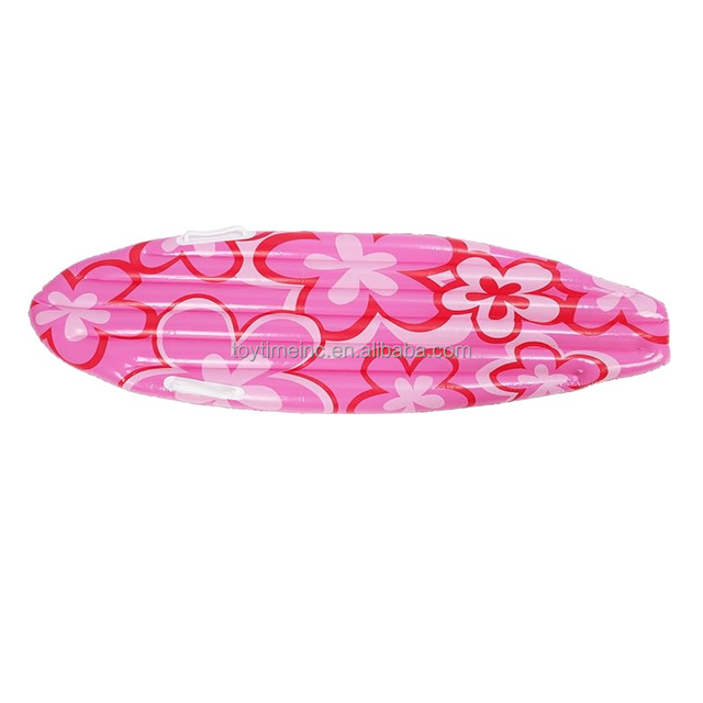 Inflatable Surfboard Raft,  Portable Pink Flower Pattern PVC Pool Float for Pool Party Summer Water Fun