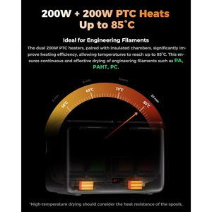Secador de Filamento Creality SpacePi X4, 4 Bobinas, Cámaras de Calentamiento Dobles, Temperatura Máxima de 85°C, Caja de Almacenamiento para Accesorios de Impresora 3D - Product Image 3