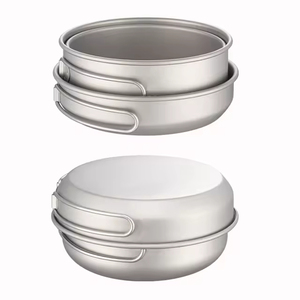 Ensemble de casseroles Keith Premium en titane - Capacité 500 ml/550 ml/680 ml, 2 casseroles, poignée pliable, légères, empilables pour l'extérieur - Product Image 5