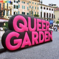 Logo publicitaire gonflable Lettres gonflables colorées avec lumières Mur gonflable géant de haute qualité pour la promotion d'événements de marque