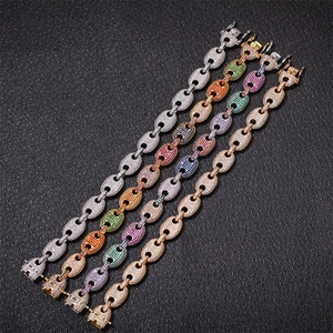 Chaînette pour hommes, en cuivre, plaqué <span class=keywords><strong>or</strong></span> 18K, mm, haute qualité, Hip Hop, zircon, Micro pavé, grains <span class=keywords><strong>de</strong></span> <span class=keywords><strong>café</strong></span>, à la mode - Product Image 2