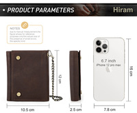 2025 dompet pria kulit kuda gila Retro malaikat hitam dengan rantai besi dompet kulit asli multifungsi