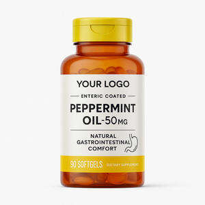 Complément alimentaire à base d'huile de menthe poivrée naturelle en gélules à libération enterique 50 mg pour le confort digestif 90 gélules certifiées GMP - Product Image 1