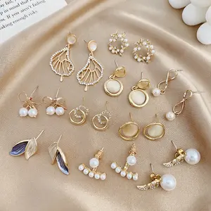 Pendientes colgantes de perlas al por mayor JC, pendientes de perlas de hoja de aguja de plata S925 de alta calidad