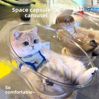 Lit de repos pour chat semi-fermé en acrylique, moderne, solide, pour l'été, avec jouet rotatif en forme de capsule spatiale, amovible, lavable, universel, accessoires pour chat