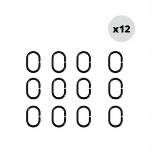 Anillos para cortinas de ducha, 12 unidades, ganchos de polipropileno negro para cortinas de baño - Product Image 2