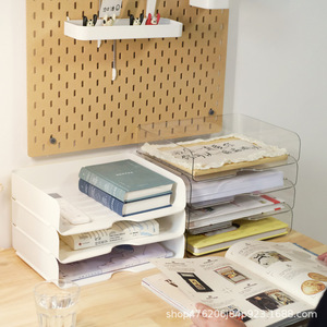 Office <b>Organizer</b> A4 Paper Storage Drawer Style White Transparent Standing Type For Desk <b>File</b> Rack Student Use - Product Image 1