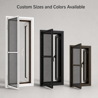 Fenêtre à battant verticale de style chinois moderne, cadre en alliage d'aluminium avec moustiquaire pliante en fibre de verre pour villa et jardin