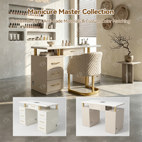 Table de manucure TURRI avec tiroirs de rangement et aspirateur à poussière intégré, résistance à l'acétone, équipement de luxe pour les ongles