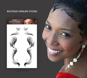 Bxtats批发18款热卖新设计防水黑色刘海女3D婴儿头发边缘贴纸纹身