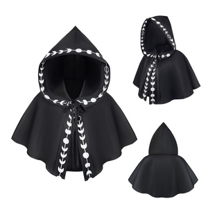 Capa corta Medieval De Luna Negra, disfraz de Cosplay, chal, capa holgada con capucha, <span class=keywords><strong>ropa</strong></span> de actuación a la luz de la Luna para graduación, usable para todos los días - Product Image 2