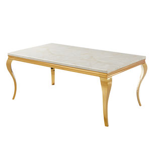 Meubles Foshan Jiening Vente en gros Ensemble de table à manger de luxe en acier inoxydable haute brillance personnalisable table à manger en marbre - Product Image 1