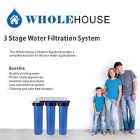 3 tahap sistem filtrasi air seluruh rumah 1 inci Inlet & Outlet termasuk 20 "X 4.5" sedimen biru besar GAC dan Filter blok karbon