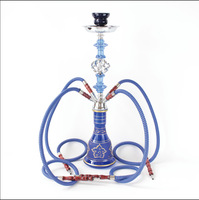 Kit complet de chicha arabe en métal givré, de taille moyenne, à double et quadruple tuyaux, pour bar à chicha