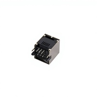 RJ45-5521-6P6C RJ11 1x1 Jack Telepon Vertikal Terlindung 180 °   Konektor Lubang Tembus RJ45-5521