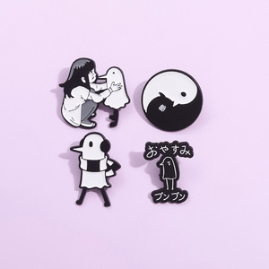 Venta al por mayor de lindos pines esmaltados Oyasumi <span class=keywords><strong>Punpun</strong></span>, broche de dibujos animados de pájaros y animales, pin de solapa personalizado - Product Image 3
