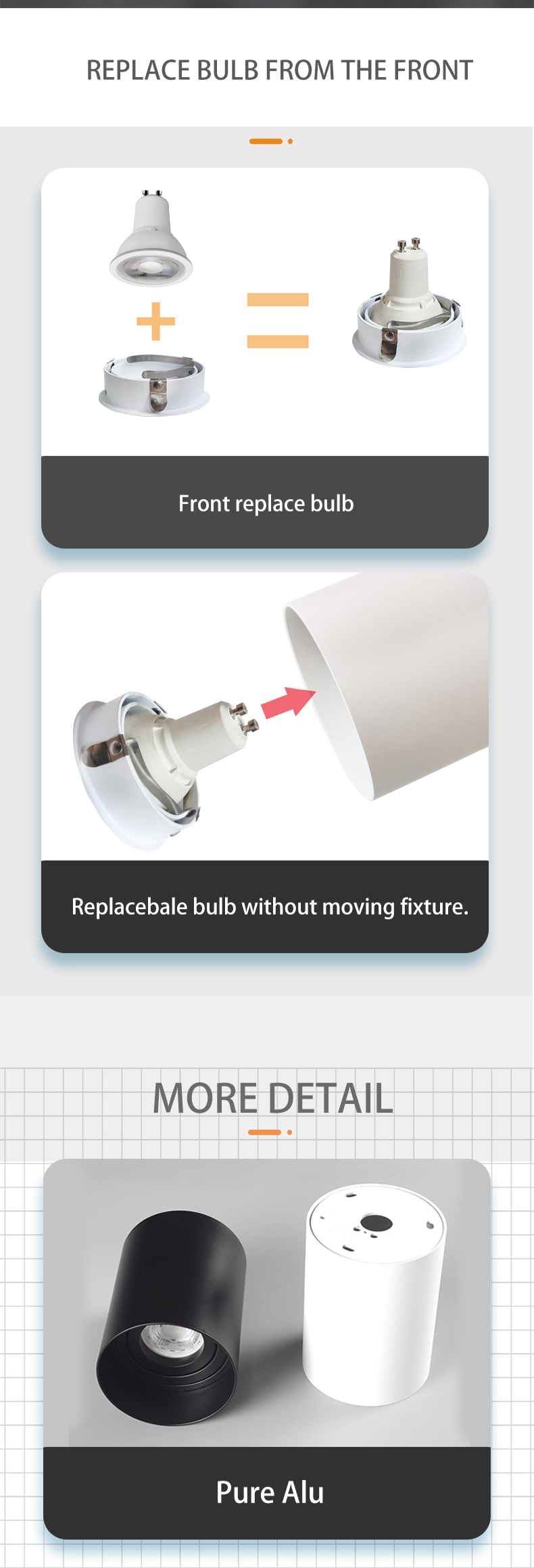 Adjustable AC 220-240V Surface Mounted LED Downlights Cylinder IP20