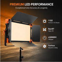 Lumière vidéo LED bicolore 200W pour studio, 3200K 5600K CRI 97, sans ventilateur, DMX512, batterie V-Mount, éclairage pour photographie et streaming en direct
