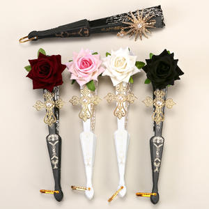 Abanico de mano chino bordado al por mayor para fiestas, bodas, Navidad, Día de la Madre, plegable, de tela de encaje, regalo artesanal vintage para el hogar - Product Image 1