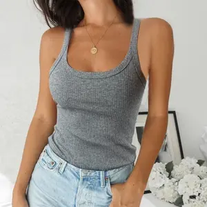 MOTE-AC251 Custom Womens Ribbed Singlet Ins Tops Solid White Ribbed Crop Tops Short Ribbed Cropped Singlet Plus Size Camisole