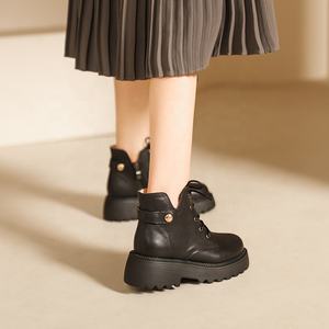 Botas de Piel Negra para Mujer, Estilo Británico, Forro de Piel, Cierre de Cremallera, Resistentes al Desgaste, Antideslizantes, para Otoño e Invierno - Product Image 5