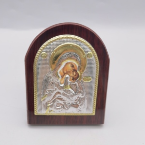 Icona Ortodossa in Tono Dorato di Gesù <span class=keywords><strong>Cristo</strong></span> e Vergine Maria, Placca Religiosa da Parete in Alluminio su Pannello MDF per Casa - Product Image 4