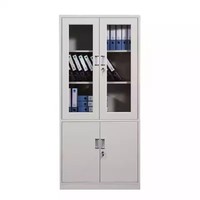 Armoire de bureau en acier, classeur métallique haut de gamme avec étagères réglables, portes vitrées, organisateur de documents sécurisé, unité durable