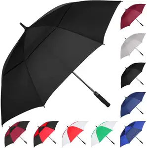 Kaliteli büyüt gölgelik rüzgar geçirmez güçlü tam fiberglas çerçeve 30 inç çift katmanlar Golf şemsiyesi özel Logo dayanıklı