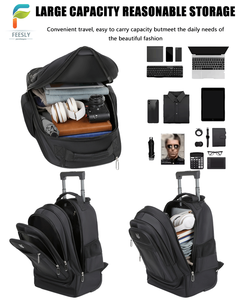 Lightweight Waterproof Oxford Wheeled Trolley Backpack Large Capacity Durable Laptop - Product Image 3