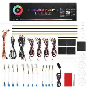 Universal 12V 6 em 1 18 em 1 64 Cores iluminação ambiente carro sinfonia 22 em 1 faixa de luz Neon adequada para 99% dos modelos de veículos